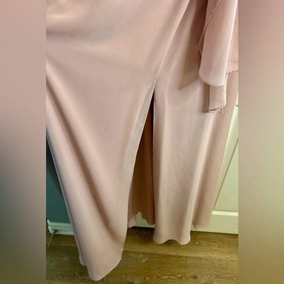💗”Levkoff” Champagne “Chiffon” Pink Maxi Gown with Spaghetti Straps Size 14💖 - Picture 5 of 15